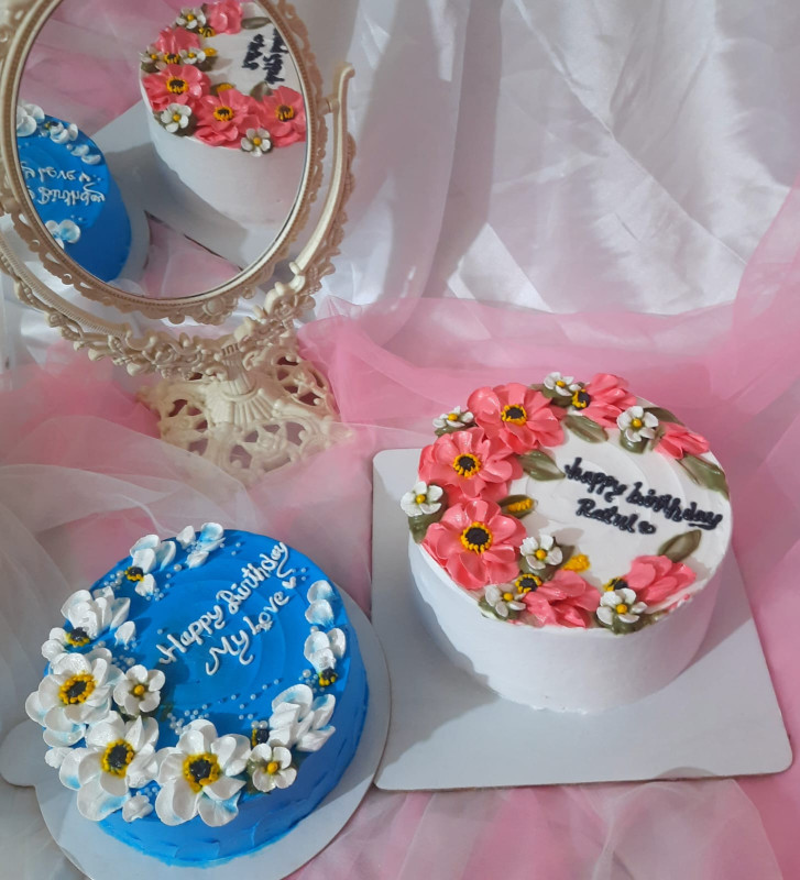 Whipped cream flowers cake  Vanilla- chocolate